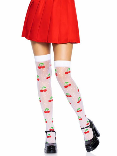 Leg Avenue - Bas collant mi-cuisse à pois cerises - Party Shop