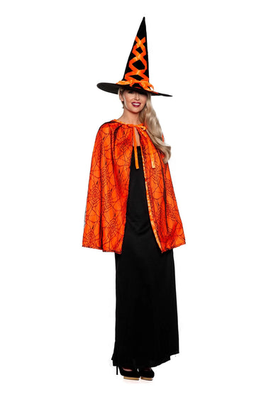Underwrpas - Black witch cape and hat set – Classic Halloween costume accessories for women, teens and kids. Perfect for carnival, cosplay, stage shows and parties- Party shop