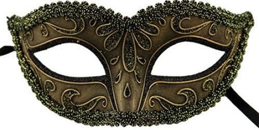 KBW Global - Venetian half mask in gold, black or silver – elegant masquerade accessory. Perfect for Halloween, Venetian balls, carnival, costume parties and theater – Party Shop