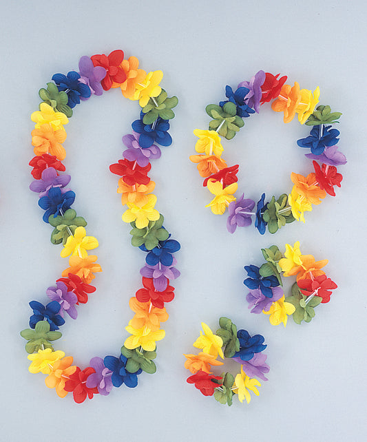 Unique - Kit Colliers hawaïen à fleurs 4 pièces - Party Shop