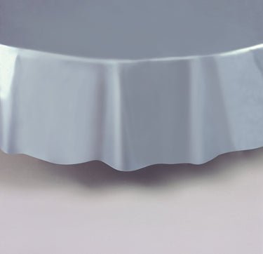 Unique - Nappe De Plastique Ronde 84" -  Argent - Party Shop
