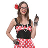 KBW Global - 50s dance costume kit with cat-eye glasses, pearl necklace, sheer gloves and red hair flower – perfect retro outfit for Halloween or decade-themed parties – Party Shop