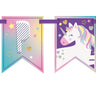 Unique - Bannière à fanions de licorne galaxie - 84 pouces - Party Shop
