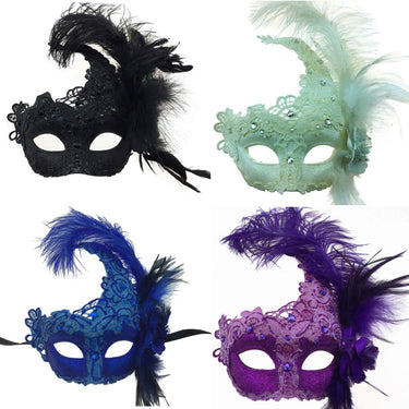 Black Feather Lace Mask