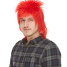 WESTBAY - Red British rockstar wig for men – 70s/80s glam rock costume accessory - Party Shop