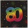 Santex - Serviettes De Table Multicouleurs 80 Ans (12) - Party Shop