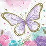 Serviettes à cocktail en paquet de 16 - Papillon scintillant