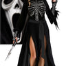 Skele-Stone Ghost Face adult costume with hooded dress belted skirt and glossy mask