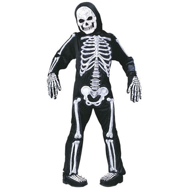 Child wearing Totally Skelebones skeleton costume for Halloween