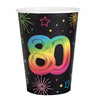 Santex - Verres 9Oz - Multicouleurs 80 ans (6) - Party Shop