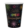 Santex - Verres Joyeux Anniversaire Festicolor Noir (6) - Party Shop