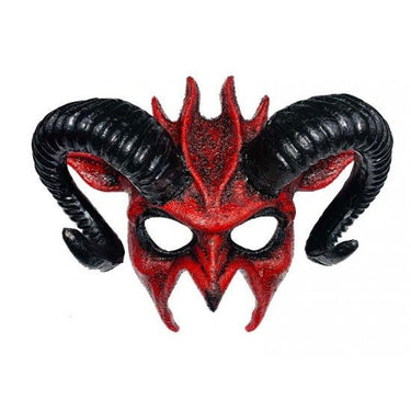 KBW Global - Red demon ram horn mask – scary Halloween costume accessory. Perfect for horror cosplay, gothic parties, theater, festivals and haunted events – Party Shop