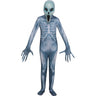 Alien Invader child costume with hooded alien mask, full-body skin suit, and attached long finger gloves – ideal for Halloween or sci-fi themed parties - FunWorld - Party Shop