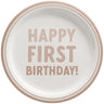 Amscan - Assiettes 9 po (8) - Rose Happy first birthday - Party Shop