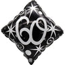 Airise - Ballon Mylar 18 Po - Losange noir et argent 60 ans - Party Shop