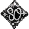 Airise - Ballon Mylar 18 Po - Losange noir et argent 80 ans - Party Shop