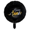 Santex - Ballon Mylar 19po - Bonne Année noir et or - Party Shop