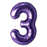 Airise - Ballon Mylar Supershape Chiffre 3- Violet 34po - Party Shop