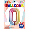 TRICO BALLOON - Ballon Mylar Supershape - Nombre 0 Multicolore Pastel - Party Shop