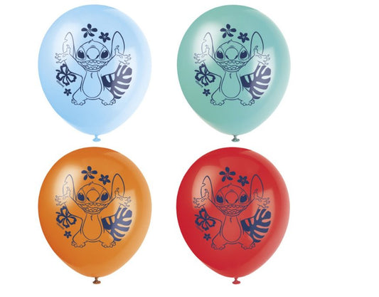 Unique - Sac De 8 Ballons En Latex 12" - Stitch - Party Shop