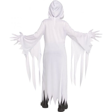 Banshee Ghost child costume with hooded robe, creepy ghost mask, long stuffed finger gloves, and molded 3D EVA chest – perfect for Halloween - FunWorld - Party Shop