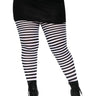 Leg Avenue - Bas Collants Rayé En Nylon -  Blanc et Noir Taille Plus - Party Shop