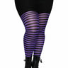 Leg Avenue - Bas Collants Rayé En Nylon -  Mauve et noir Taille Plus - Party Shop