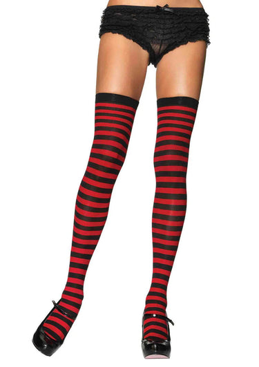 Leg Avenue - Bas De Nylon Mi-Cuisse Rayé - Party Shop