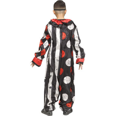 Big Top Bling Clown child costume with colorful jumpsuit, ruffled collar, and metallic clown mask with faux gemstone accents – perfect for Halloween - FunWorld - Party Shop