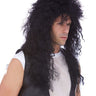 Party Shop - Black heavy metal wig for Halloween costume – 80s rock star style for adults, unisex cosplay wig with long layered hair and natural synthetic fibers.- Party Shop