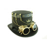 KBW global - Black steampunk top hat with goggles, chains, gears, and brass details – ideal for Halloween costumes, gothic cosplay, and retro-futuristic themed parties. Party shop