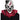 Black and white horror clown mask with attached hair – latex Halloween costume accessory - FunWorld - Party Shop