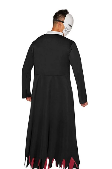 Bleach Ichigo adult costume with black kimono-style robe, white belt, and Hollow mask – perfect for anime cosplay or Halloween - Inspirit - Party Shop