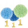 Amscan - Boules Décoratives En Papier 16Po (3) Avec Décorations Suspendues - 1 An Garçon (Pastel) - Party Shop