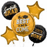 Anagram - Bouquet De 5 Ballons Mylar - Graduation (Or Bronze) - Party Shop