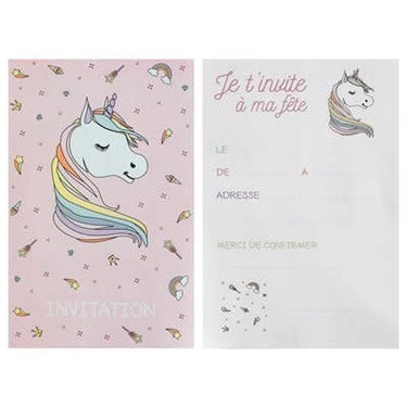 Santex - Carte d'Invitation Rose Licorne (6) - Party Shop