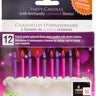 RAINBOW MOMENTS - Chandelles À Flammes De Couleurs (12) - Rose & Mauve - Party Shop