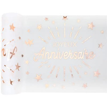 Santex - Chemin De Table Rose Gold - Joyeux Anniversaire - Party Shop
