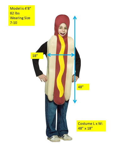 Child Hot Dog Costume – Funny Food Halloween Outfit Size 7-10 - Rasta Imposta - Party Shop