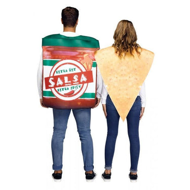 FUN WORLD - Chip and Salsa couple costume for adults with photo-real printed tunics, front and back – fun and lightweight food duo outfit for Halloween or Cinco de Mayo - Party Shop