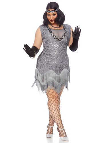 Leg Avenue - Costume Adulte - Charleston Flapper Argent - Party Shop