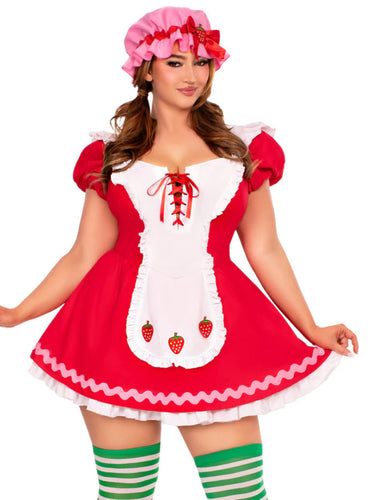Strawberry Shortcake Costume for Adults – Apron Dress and Bonnet
