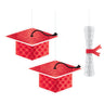 Amscan - Décorations Suspendues Nid D'Abeille (3) - Graduation (Rouge Et Blanc) - Party Shop