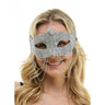 KBW Global - Demi-masque en strass argent avec chaînes - Party Shop