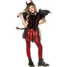 Devil costume for girls – red dress with sparkly horns, tail, mesh skirt, and leather-look wings – perfect for Halloween or costume parties - FunWorld - Party Shop
