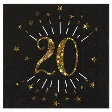 Santex - Ensemble de Décorations de Fête - Noir et Or - 20 ans - Party Shop