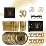 Santex - Ensemble de Décorations de Fête - Noir et Or - 50 ans - Party Shop
