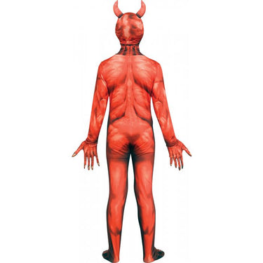 Child Evil Demon costume with LED fade in/out glowing eyes, screen print jumpsuit, hood, and long stuffed fingers – perfect for Halloween - FunWorld - Party shop