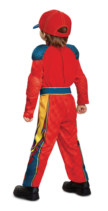 Official Cars 3 Flash McQueen toddler costume with jumpsuit and cap. Perfect for Halloween, Disney-themed birthday, or dress-up party. - Disguise - Party shop