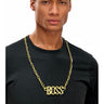 KBW Global - Gold chain necklace with glittery BOSS pendant. Bold hip-hop bling accessory perfect for Halloween, rap costumes, 80s 90s parties and statement looks - Party shop